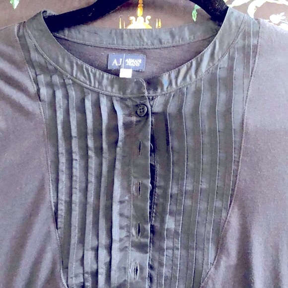 Armani Jeans Tops - Worn once Armani JeansL/S top silk tuxedo style insert high quality jersey/ silk